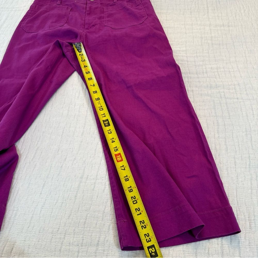 Maeve Anthropologie Purple The Colette Cropped Linen Wide Leg Pants Size 12P - Picture 12 of 13